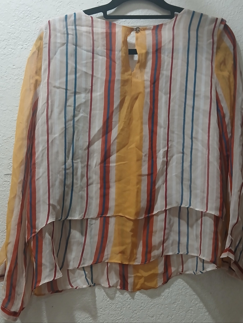 Maeve White Tunic with Mustard, Red & Blue Stripes - Picture 6 of 7